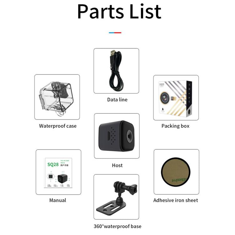 SQ28 1080P Mini Waterproof HD Smart Camera, Support Night Vision, SQ28 SQ28 1080P Mini Waterproof HD Smart Camera, Support Night Vision, SQ28